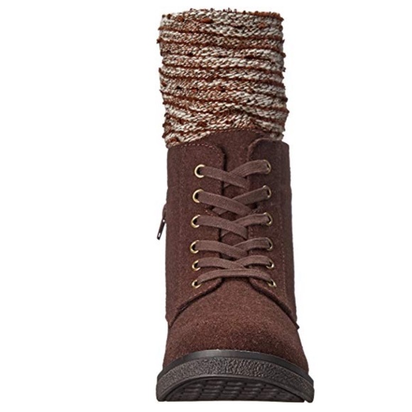 Texas Brown Knit Sweater Hood Combat Moto Boots - Picture 11 of 12